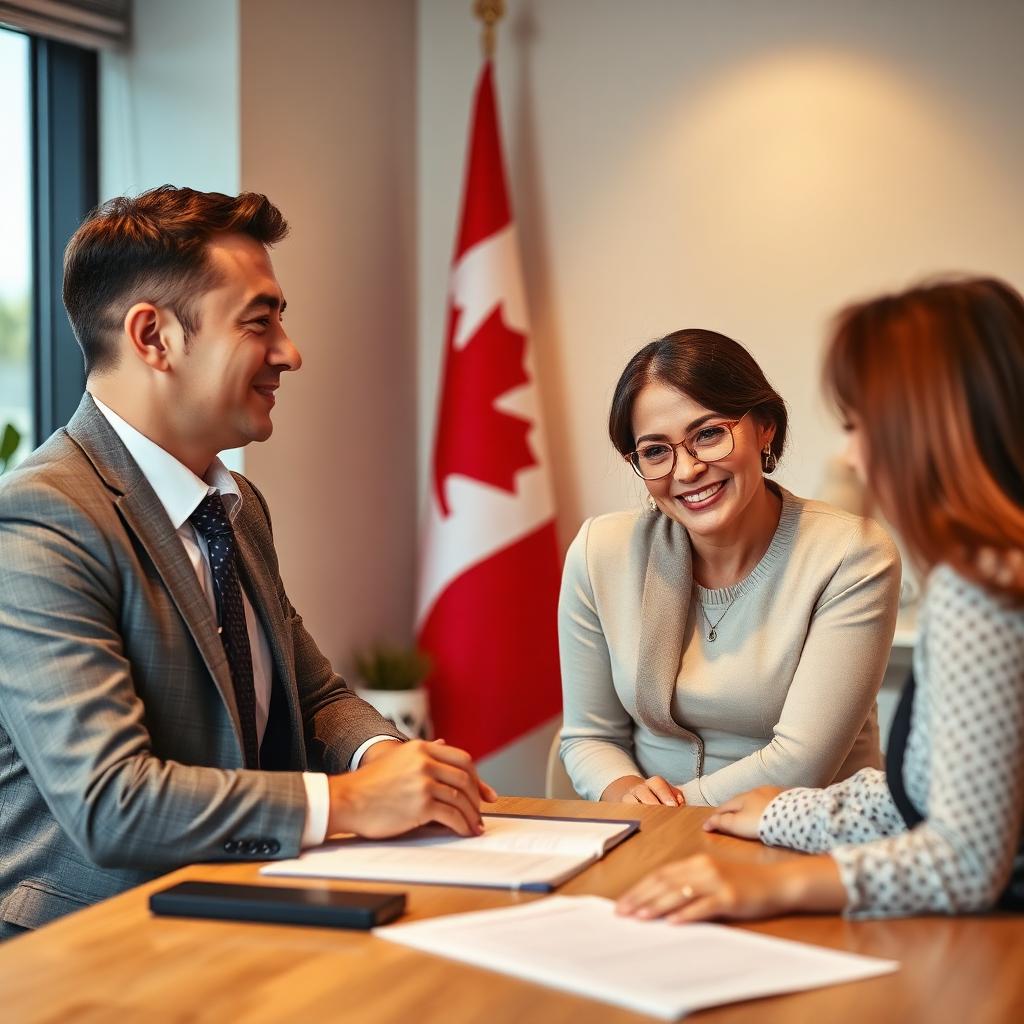 Best immigration consultant Toronto Ontario meeting with a family at SkyPod's Scarborough office